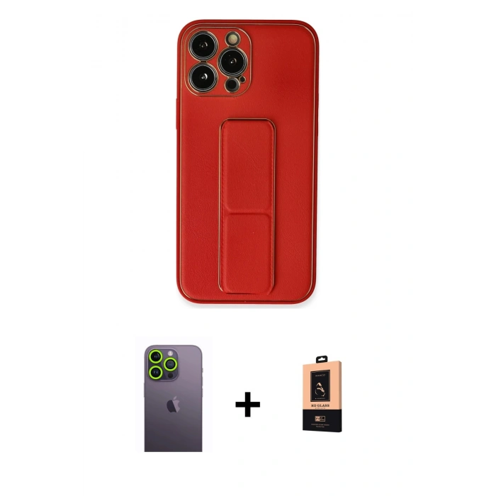 MARSİLYAN™- iPhone 13 Pro Max Kılıf Akış Doku - Şeffaf Maxco Cam Ekran Koruyucu + Neon Fosforlu Kamera Lens - YL