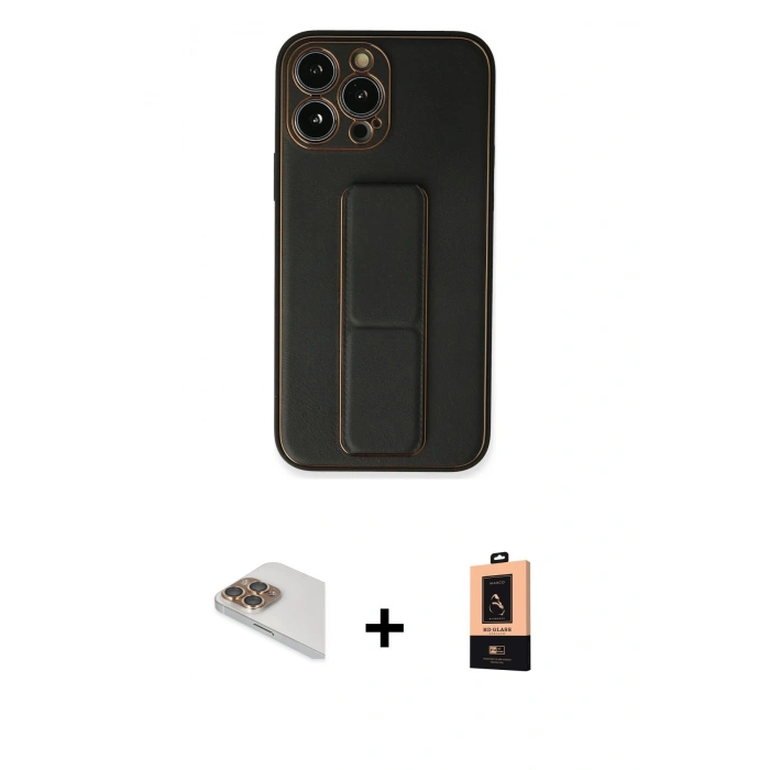 MARSİLYAN™- iPhone 13 Pro Max Kılıf Akış Doku - Şeffaf Maxco Cam Ekran Koruyucu + Pers Alüminyum Kamera Lens - GD