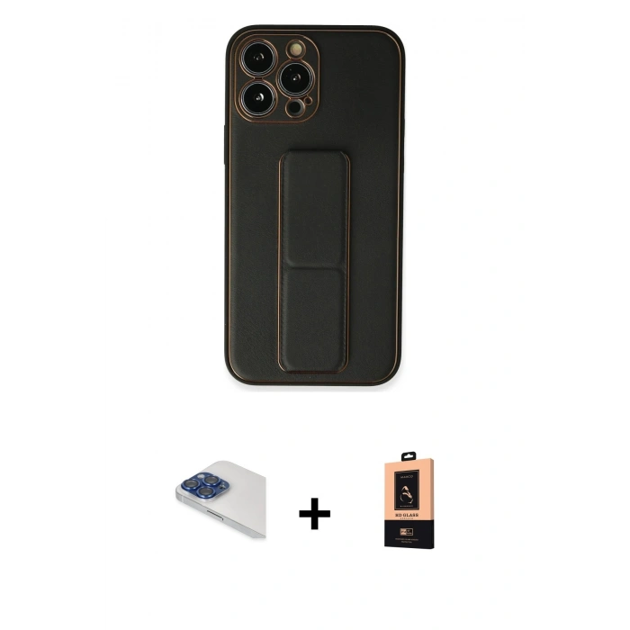 MARSİLYAN™- iPhone 13 Pro Max Kılıf Akış Doku - Şeffaf Maxco Cam Ekran Koruyucu + Pers Alüminyum Kamera Lens - LT