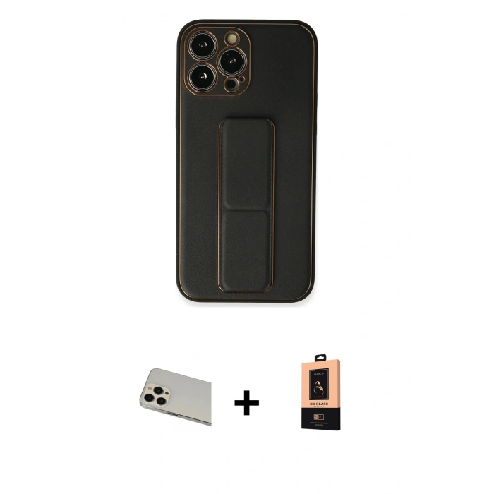 MARSİLYAN™- iPhone 13 Pro Max Kılıf Akış Doku - Şeffaf Maxco Cam Ekran Koruyucu + Rainbow Kamera Lens Koruma Cam - REGD