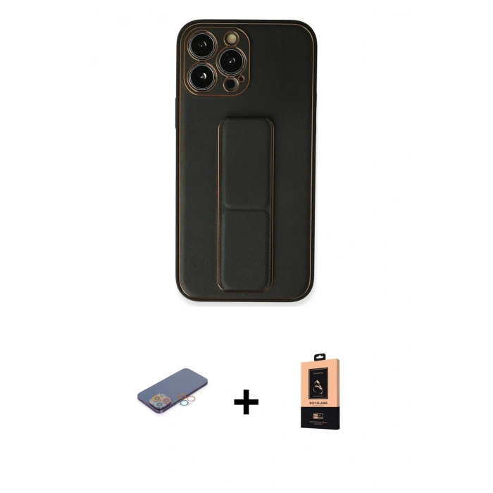 MARSİLYAN™- iPhone 13 Pro Max Kılıf Akış Doku - Şeffaf Maxco Cam Ekran Koruyucu + Renkli Kamera Lens Koruma Cam - PE