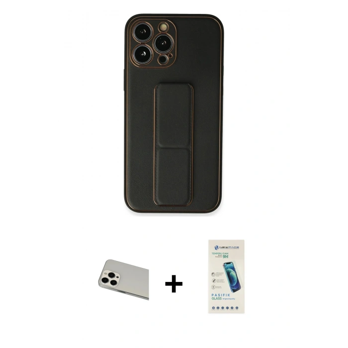 MARSİLYAN™- iPhone 13 Pro Max Kılıf Akış Doku - Şeffaf Pasifik Cam Ekran Koruyucu + Rainbow Kamera Lens Koruma Cam - BZ