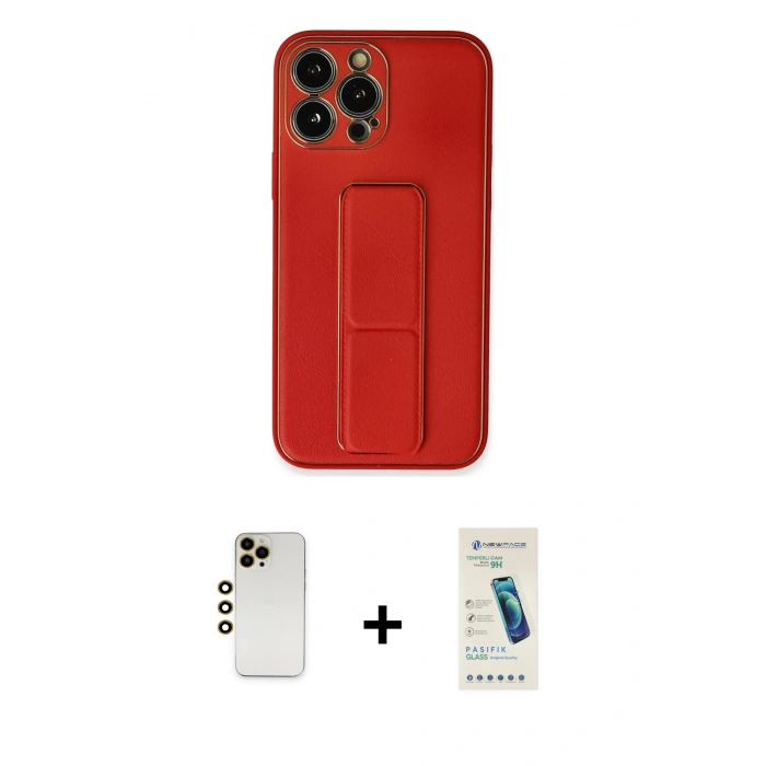 MARSİLYAN™- iPhone 13 Pro Max Kılıf Akış Doku - Şeffaf Pasifik Cam Ekran Koruyucu + Shine Kamera Lens - GD