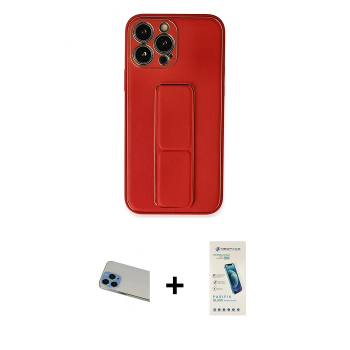 MARSİLYAN™- iPhone 13 Pro Max Kılıf Akış Doku - Şeffaf Pasifik Cam Ekran Koruyucu + Mavi Rainbow Kamera Lens Koruma Cam