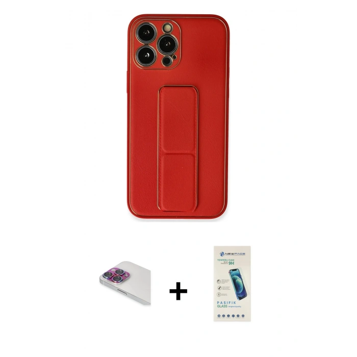 MARSİLYAN™- iPhone 13 Pro Max Kılıf Akış Doku - Şeffaf Pasifik Cam Ekran Koruyucu + Pers Alüminyum Kamera Lens - GI
