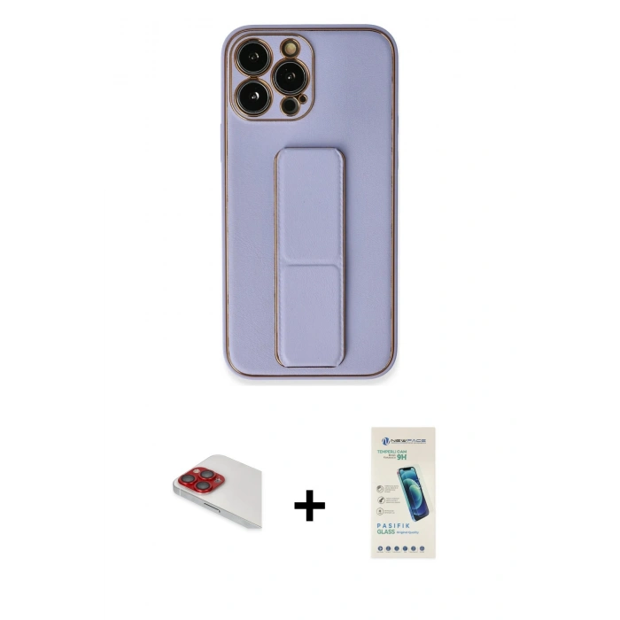 MARSİLYAN™- iPhone 13 Pro Max Kılıf Akış Doku - Şeffaf Pasifik Cam Ekran Koruyucu + Pers Alüminyum Kamera Lens - KI