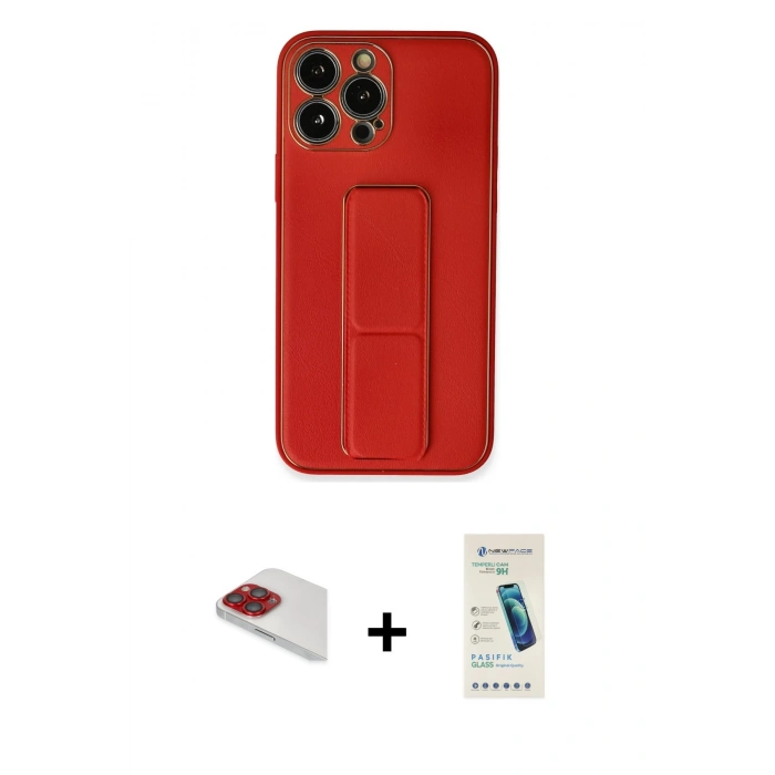 MARSİLYAN™- iPhone 13 Pro Max Kılıf Akış Doku - Şeffaf Pasifik Cam Ekran Koruyucu + Pers Alüminyum Kamera Lens - KI
