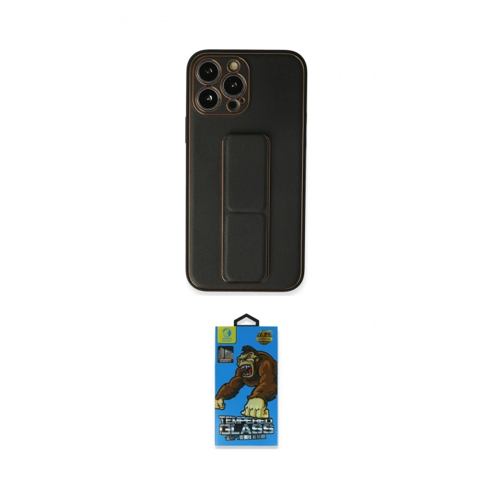 MARSİLYAN™- iPhone 13 Pro Max Kılıf Akış Doku - Siyah 18D Cam Ekran Koruyucu