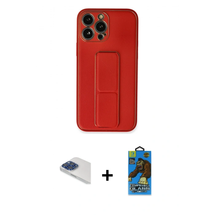 MARSİLYAN™- iPhone 13 Pro Max Kılıf Akış Doku - Siyah 18D Cam Ekran Koruyucu + Pers Alüminyum Kamera Lens - LT