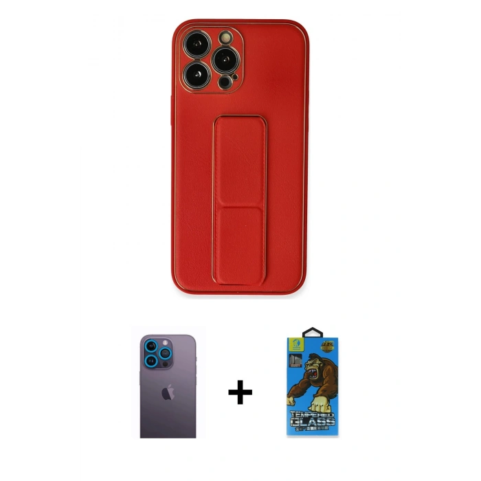 MARSİLYAN™- iPhone 13 Pro Max Kılıf Akış Doku - Siyah 18D Cam Ekran Koruyucu + Neon Fosforlu Kamera Lens - MI