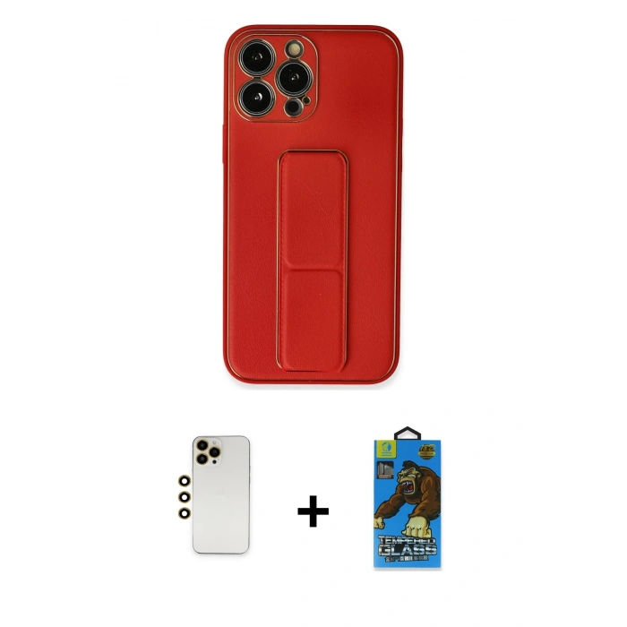 MARSİLYAN™- iPhone 13 Pro Max Kılıf Akış Doku - Siyah 18D Cam Ekran Koruyucu + Shine Kamera Lens - GD