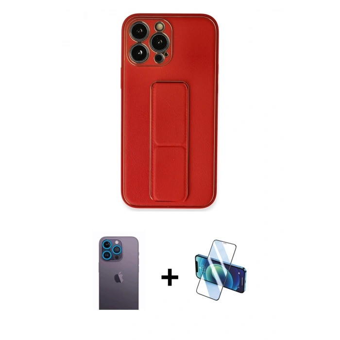 MARSİLYAN™- iPhone 13 Pro Max Kılıf Akış Doku - Siyah 3D Antistatik Cam Ekran Koruyucu + Neon Fosforlu Kamera Lens - MI