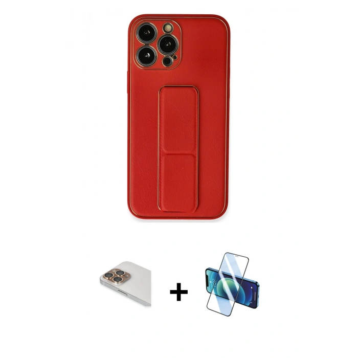 MARSİLYAN™- iPhone 13 Pro Max Kılıf Akış Doku - Siyah 3D Antistatik Cam Ekran Koruyucu + Pers Alüminyum Kamera Lens - GD
