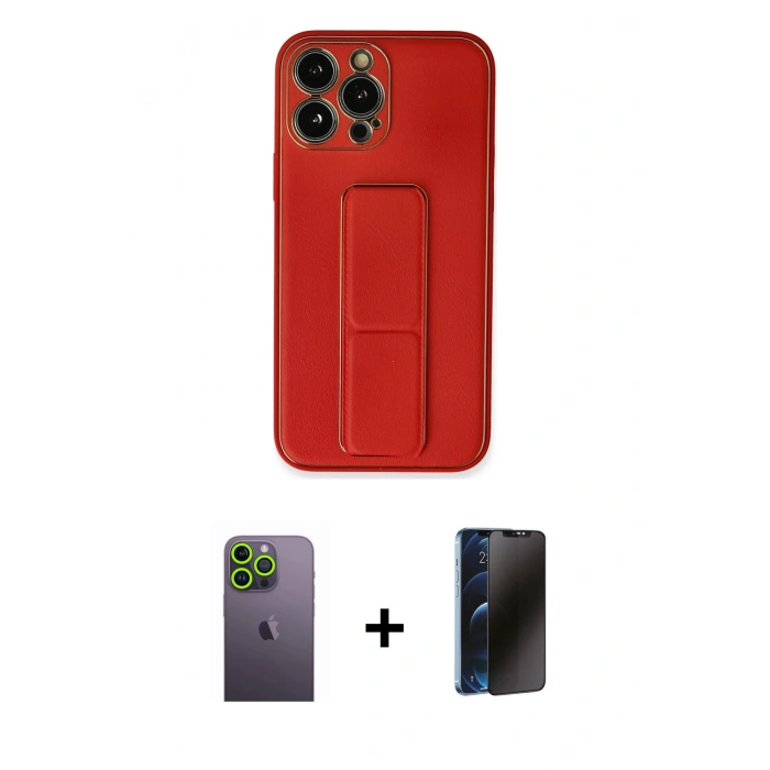 MARSİLYAN™- iPhone 13 Pro Max Kılıf Akış Doku - Siyah 3D Antistatik Hayalet Cam Ekran Koruyucu + Neon Fosforlu Kamera Lens - YL