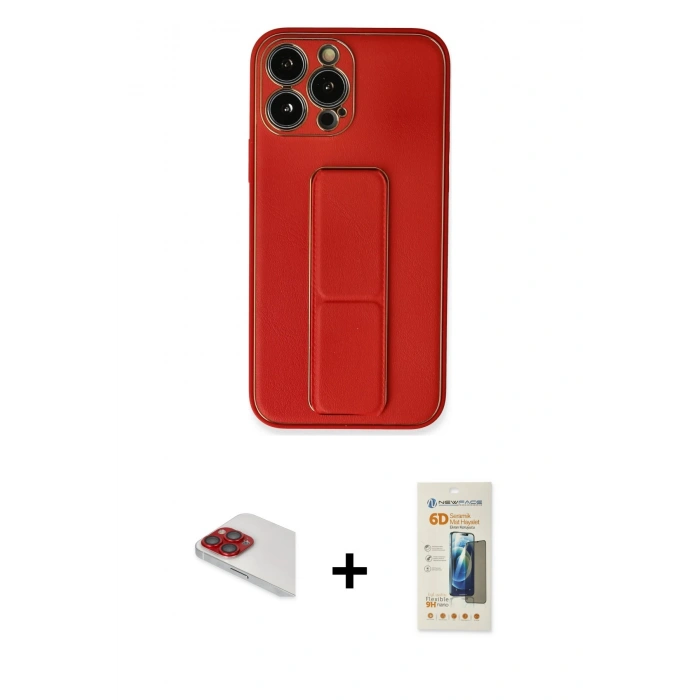 MARSİLYAN™- iPhone 13 Pro Max Kılıf Akış Doku - Siyah 6D Mat Seramik Hayalet Nano Ekran Koruyucu + Pers Alüminyum Kamera Lens - KI
