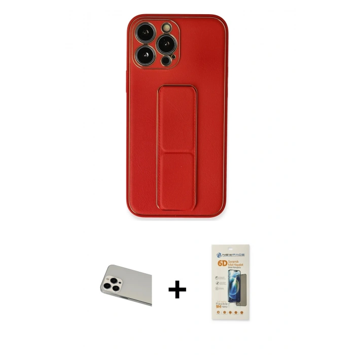 MARSİLYAN™- iPhone 13 Pro Max Kılıf Akış Doku - Siyah 6D Mat Seramik Hayalet Nano Ekran Koruyucu + Rainbow Kamera Lens Koruma Cam - BZ