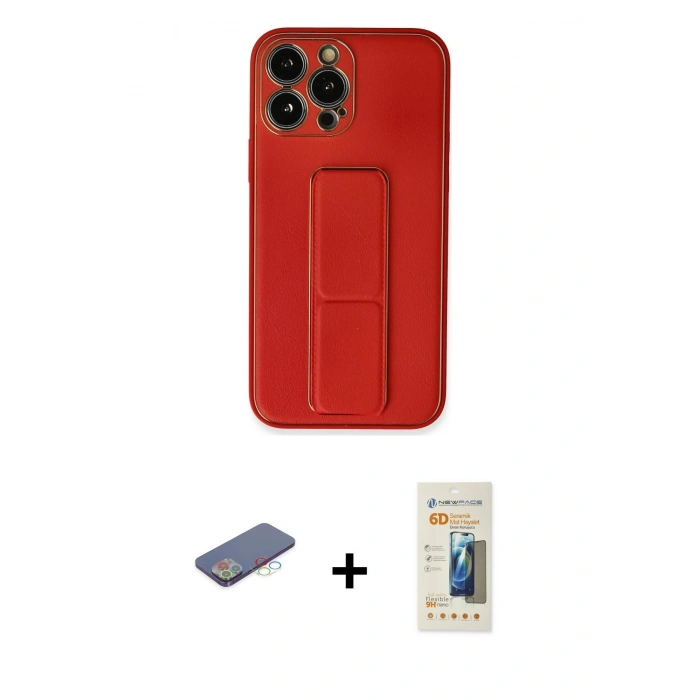MARSİLYAN™- iPhone 13 Pro Max Kılıf Akış Doku - Siyah 6D Mat Seramik Hayalet Nano Ekran Koruyucu + Renkli Kamera Lens Koruma Cam - MI