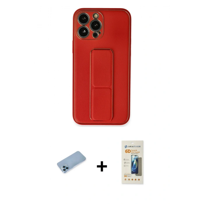 MARSİLYAN™- iPhone 13 Pro Max Kılıf Akış Doku - Siyah 6D Mat Seramik Hayalet Nano Ekran Koruyucu + Shine Kamera Lens Koruma Cam - MI