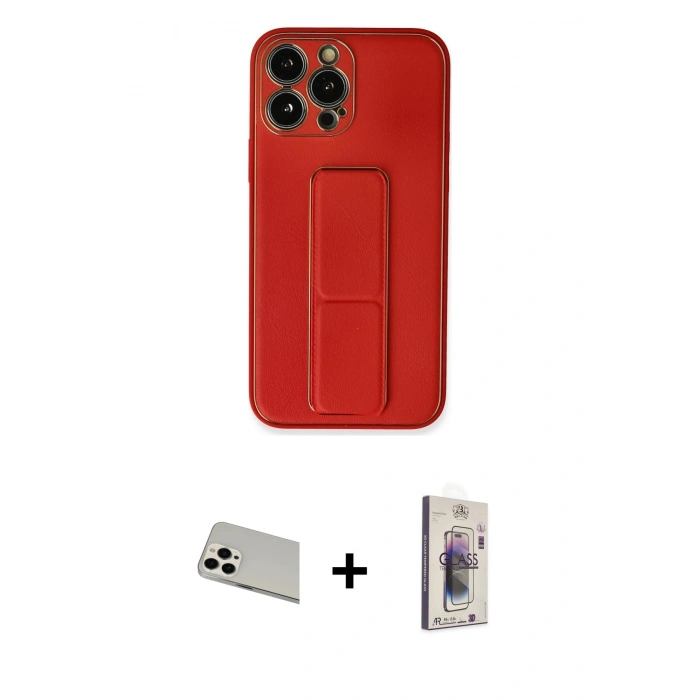 MARSİLYAN™- iPhone 13 Pro Max Kılıf Akış Doku - Siyah Bilvis 3D Cam Ekran Koruyucu + Rainbow Kamera Lens Koruma Cam - BZ