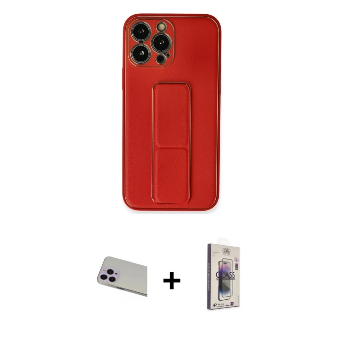 MARSİLYAN™- iPhone 13 Pro Max Kılıf Akış Doku - Siyah Bilvis 3D Cam Ekran Koruyucu + Rainbow Kamera Lens Koruma Cam - MR