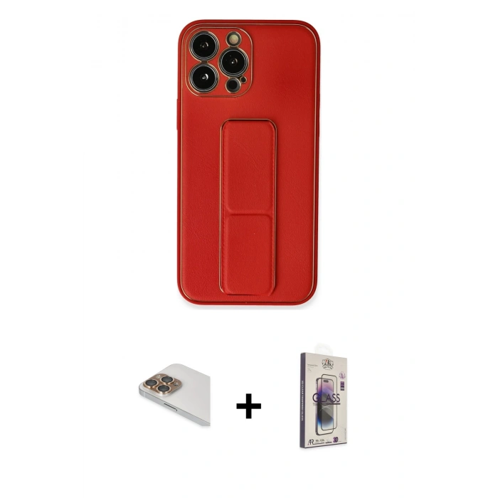 MARSİLYAN™- iPhone 13 Pro Max Kılıf Akış Doku - Siyah Bilvis 3D Cam Ekran Koruyucu + Pers Alüminyum Kamera Lens - GD