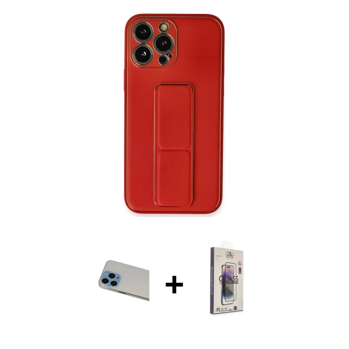 MARSİLYAN™- iPhone 13 Pro Max Kılıf Akış Doku - Siyah Bilvis 3D Cam Ekran Koruyucu + Rainbow Kamera Lens Koruma Cam - MI