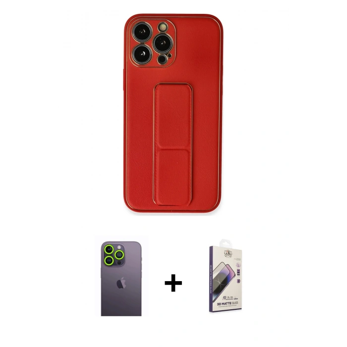 MARSİLYAN™- iPhone 13 Pro Max Kılıf Akış Doku - Siyah Bilvis 3D Mat Cam Ekran Koruyucu + Neon Fosforlu Kamera Lens - YL