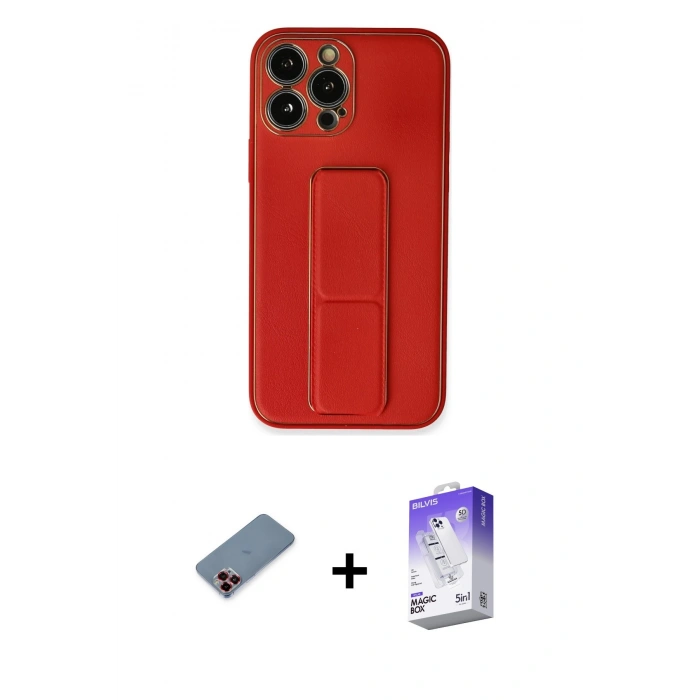 MARSİLYAN™- iPhone 13 Pro Max Kılıf Akış Doku - Siyah Bilvis 5in1 3D Magic Cam Ekran Koruyucu + Metal Kamera Lens Koruma Cam - KI