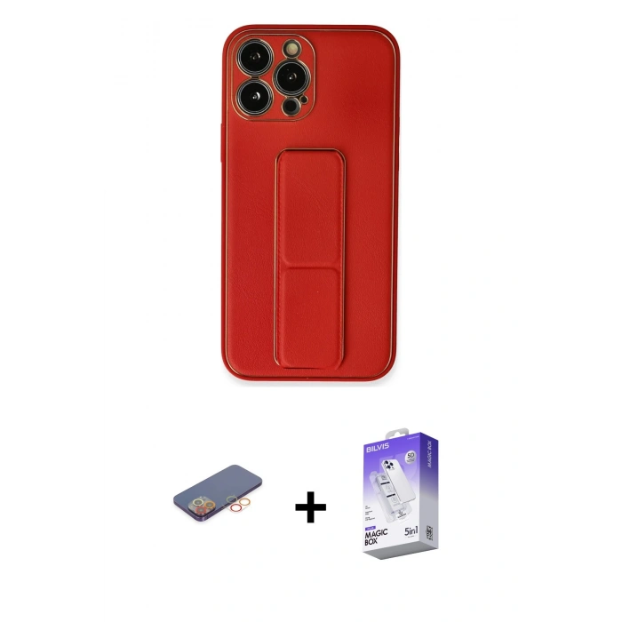 MARSİLYAN™- iPhone 13 Pro Max Kılıf Akış Doku - Siyah Bilvis 5in1 3D Magic Cam Ekran Koruyucu + Renkli Kamera Lens Koruma Cam - TU