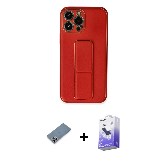 MARSİLYAN™- iPhone 13 Pro Max Kılıf Akış Doku - Siyah Bilvis 5in1 5D Magic Hayalet Cam Ekran Koruyucu + Mor Metal Kamera Lens Koruma Cam
