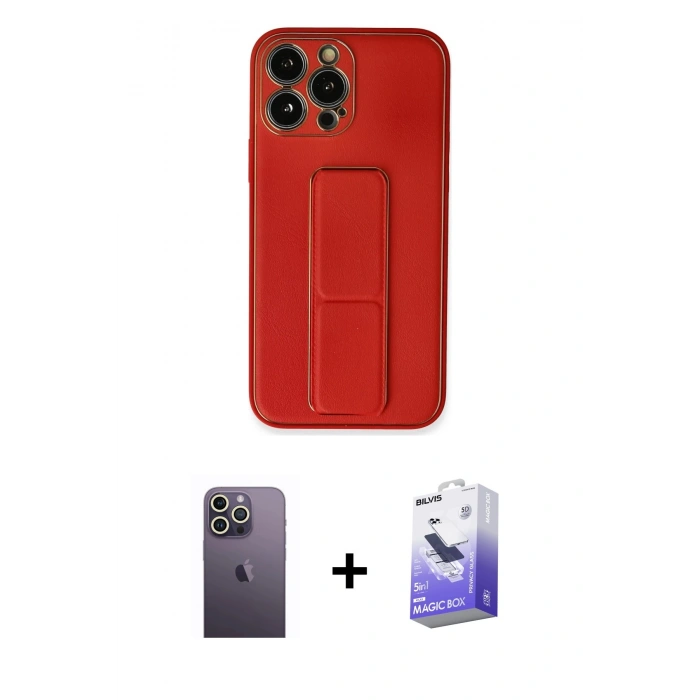 MARSİLYAN™- iPhone 13 Pro Max Kılıf Akış Doku - Siyah Bilvis 5in1 5D Magic Hayalet Cam Ekran Koruyucu + Neon Fosforlu Kamera Lens - BZ