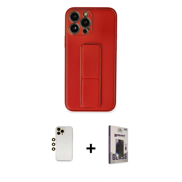 MARSİLYAN™- iPhone 13 Pro Max Kılıf Akış Doku - Siyah Bilvis Hayalet Cam Ekran Koruyucu + Shine Kamera Lens - GD