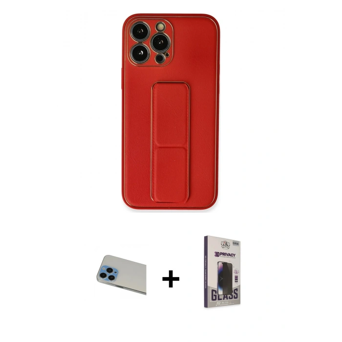 MARSİLYAN™- iPhone 13 Pro Max Kılıf Akış Doku - Siyah Bilvis Hayalet Cam Ekran Koruyucu + Rainbow Kamera Lens Koruma Cam - MI