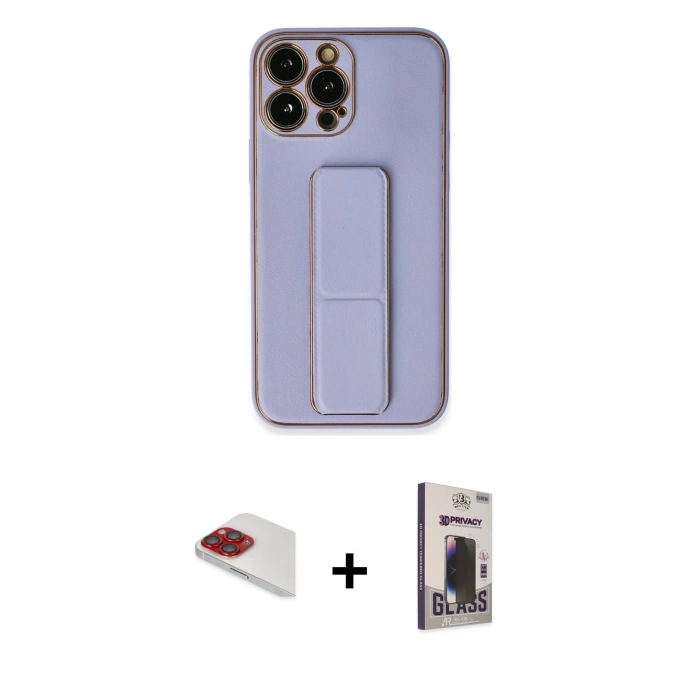 MARSİLYAN™- iPhone 13 Pro Max Kılıf Akış Doku - Siyah Bilvis Hayalet Cam Ekran Koruyucu + Pers Alüminyum Kamera Lens - KI