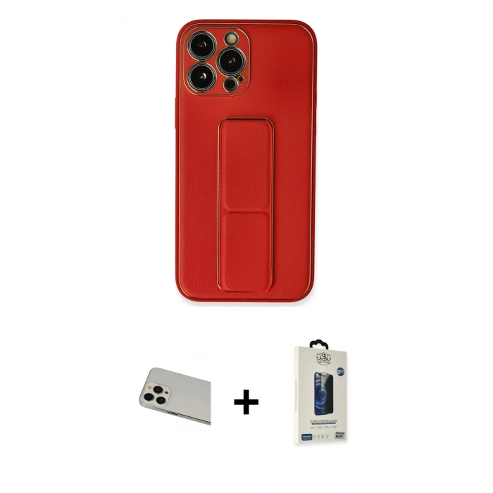 MARSİLYAN™- iPhone 13 Pro Max Kılıf Akış Doku - Siyah Bilvis Hayalet Cam Ekran Koruyucu + Rainbow Kamera Lens Koruma Cam - REGD