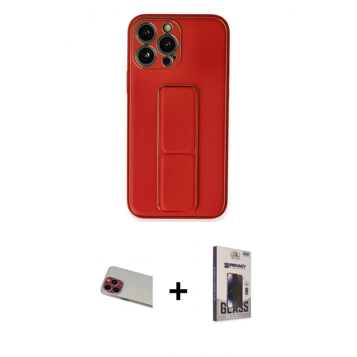MARSİLYAN™- iPhone 13 Pro Max Kılıf Akış Doku - Siyah Bilvis Hayalet Cam Ekran Koruyucu + Rainbow Kamera Lens Koruma Cam - KI