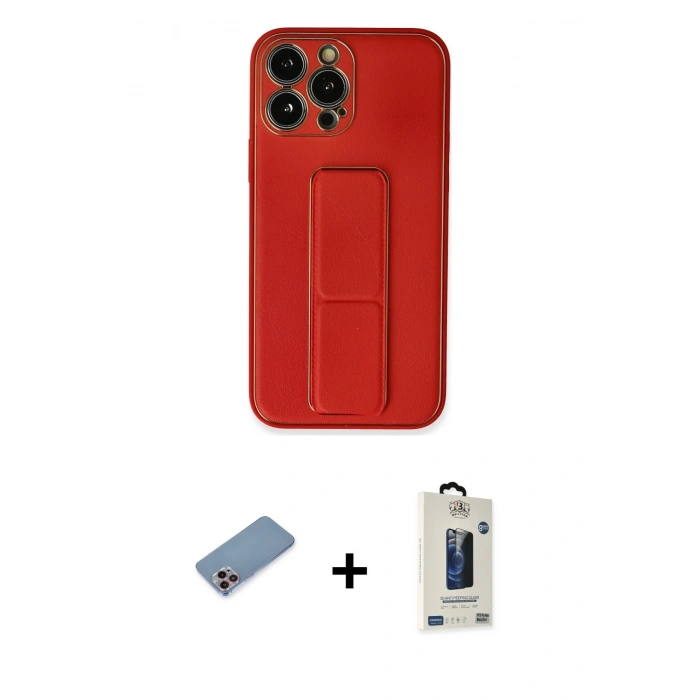 MARSİLYAN™- iPhone 13 Pro Max Kılıf Akış Doku - Siyah Bilvis Hayalet Cam Ekran Koruyucu + Shine Kamera Lens Koruma Cam - PE