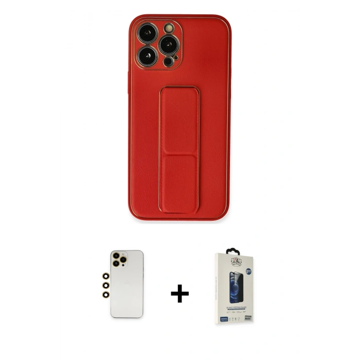 MARSİLYAN™- iPhone 13 Pro Max Kılıf Akış Doku - Siyah Bilvis Hayalet Cam Ekran Koruyucu + Shine Kamera Lens - GD