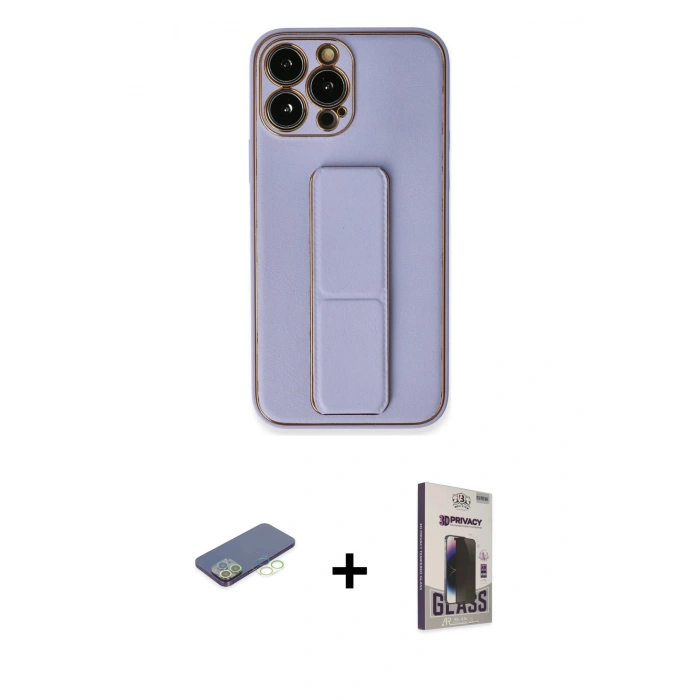 MARSİLYAN™- iPhone 13 Pro Max Kılıf Akış Doku - Siyah Bilvis Hayalet Cam Ekran Koruyucu + Renkli Kamera Lens Koruma Cam - YL