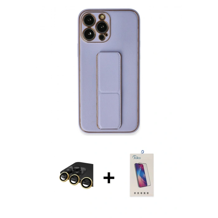 MARSİLYAN™- iPhone 13 Pro Max Kılıf Akış Doku - Siyah Joko 5D Cam + Raze Metal Kamera Lens - GD