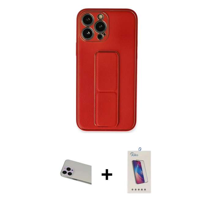 MARSİLYAN™- iPhone 13 Pro Max Kılıf Akış Doku - Siyah Joko 5D Cam + Mor Rainbow Kamera Lens Koruma Cam