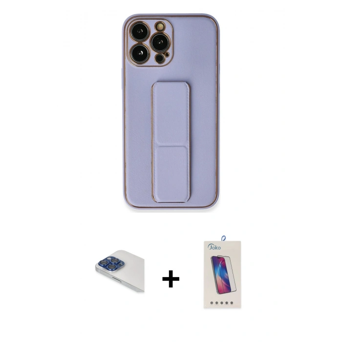 MARSİLYAN™- iPhone 13 Pro Max Kılıf Akış Doku - Siyah Joko 5D Cam + Pers Alüminyum Kamera Lens - LT