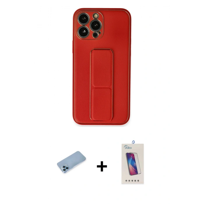 MARSİLYAN™- iPhone 13 Pro Max Kılıf Akış Doku - Siyah Joko 5D Cam + Shine Kamera Lens Koruma Cam - MI