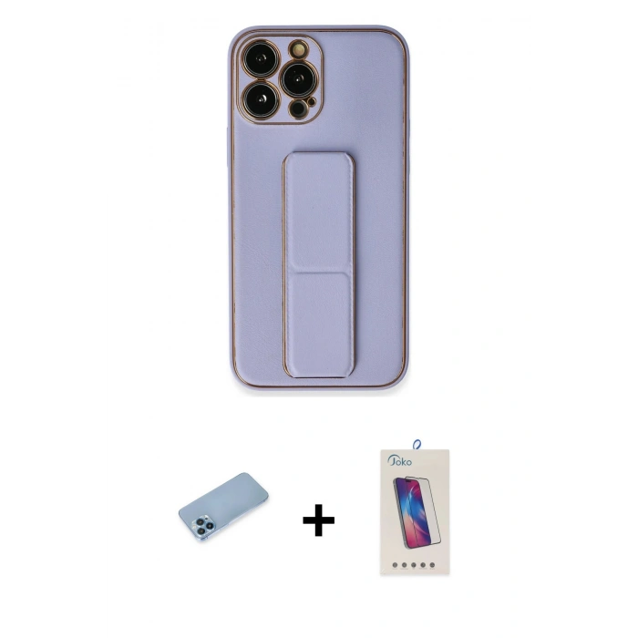 MARSİLYAN™- iPhone 13 Pro Max Kılıf Akış Doku - Siyah Joko 5D Cam + Shine Kamera Lens Koruma Cam - MI