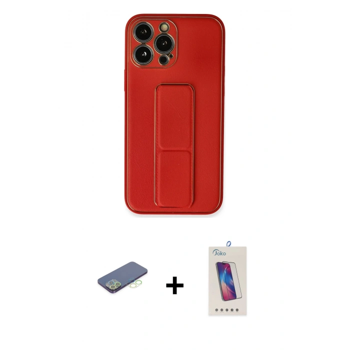 MARSİLYAN™- iPhone 13 Pro Max Kılıf Akış Doku - Siyah Joko 5D Cam + Renkli Kamera Lens Koruma Cam - YL