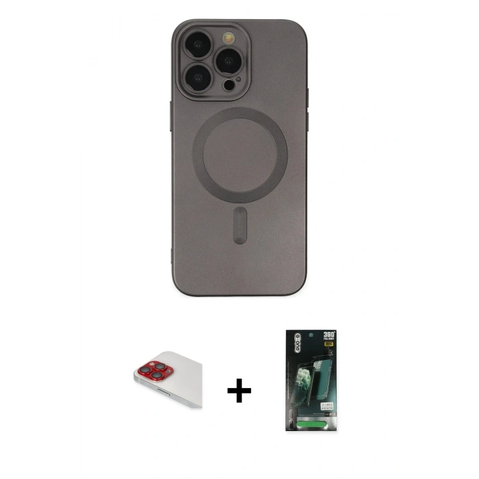 MARSİLYAN™- iPhone 13 Pro Max Kılıf Akış Minimal Özel Seri - Şeffaf 360 Full Body Arka Koruyucu + Pers Alüminyum Kamera Lens - KI
