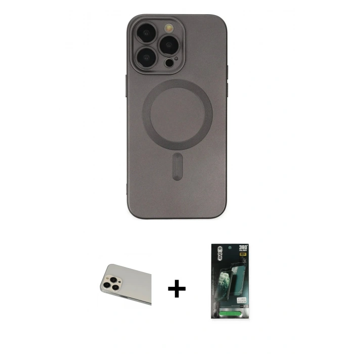 MARSİLYAN™- iPhone 13 Pro Max Kılıf Akış Minimal Özel Seri - Şeffaf 360 Full Body Arka Koruyucu + Rainbow Kamera Lens Koruma Cam - REGD