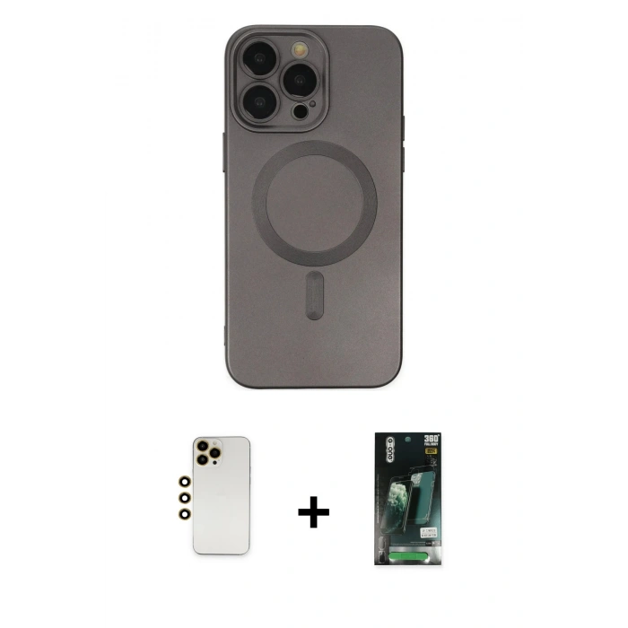 MARSİLYAN™- iPhone 13 Pro Max Kılıf Akış Minimal Özel Seri - Şeffaf 360 Full Body Arka Koruyucu + Shine Kamera Lens - GD