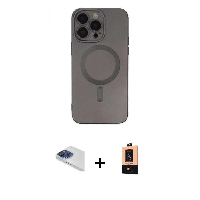 MARSİLYAN™- iPhone 13 Pro Max Kılıf Akış Minimal Özel Seri - Şeffaf Maxco Cam Ekran Koruyucu + Pers Alüminyum Kamera Lens - LT
