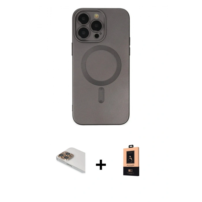 MARSİLYAN™- iPhone 13 Pro Max Kılıf Akış Minimal Özel Seri - Şeffaf Maxco Cam Ekran Koruyucu + Pers Alüminyum Kamera Lens - GD